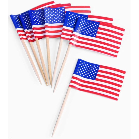 PMU 100 Pcs Patriotic American Flag Toothpicks Party Accessory