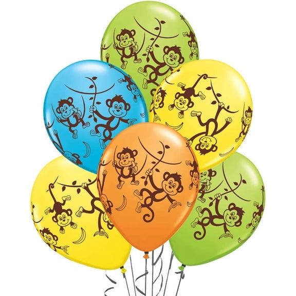 PMU 11 Inches Mischievous Monkeys Wrap Special Assortment Latex Balloons Pkg/12