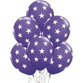 thumbnail image 1 of PMU 11 Inches Purple with Big White Stars Latex Balloons Pkg/100, 1 of 1
