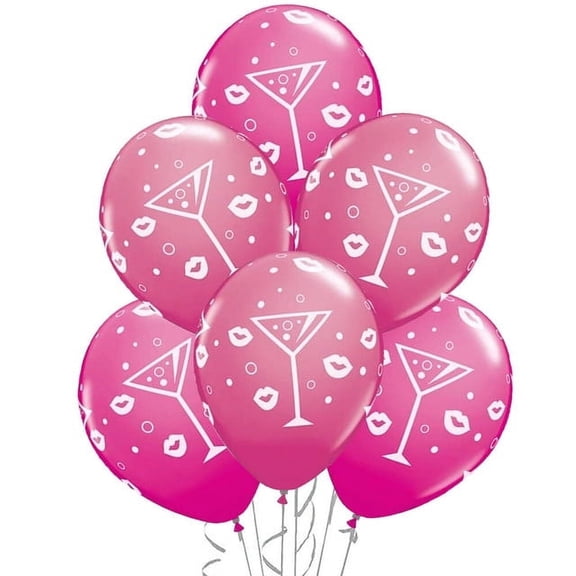 PMU 11 Inches Round Berry & Rose Mixed Drinks & Bubbly Latex Balloon Pkg/12