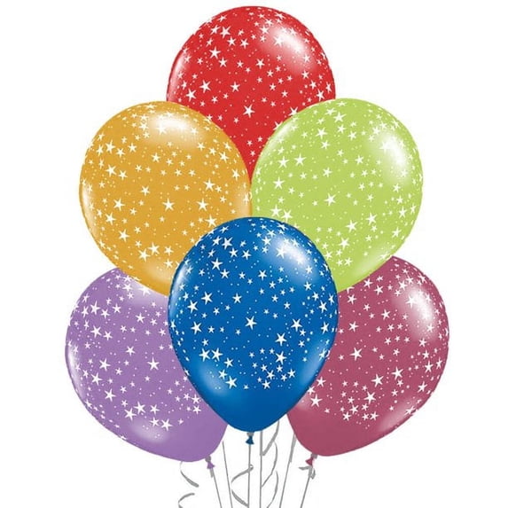 PMU 12 Inch Festive Assortment Stars-A-Round Latex Balloon Pkg/25