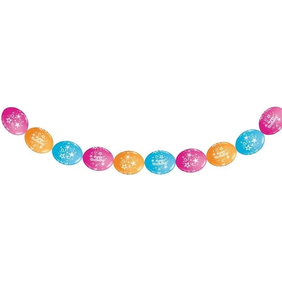 PMU 12 Inch Happy Birthday Party Banner Latex Assortment Balloons Pkg/10