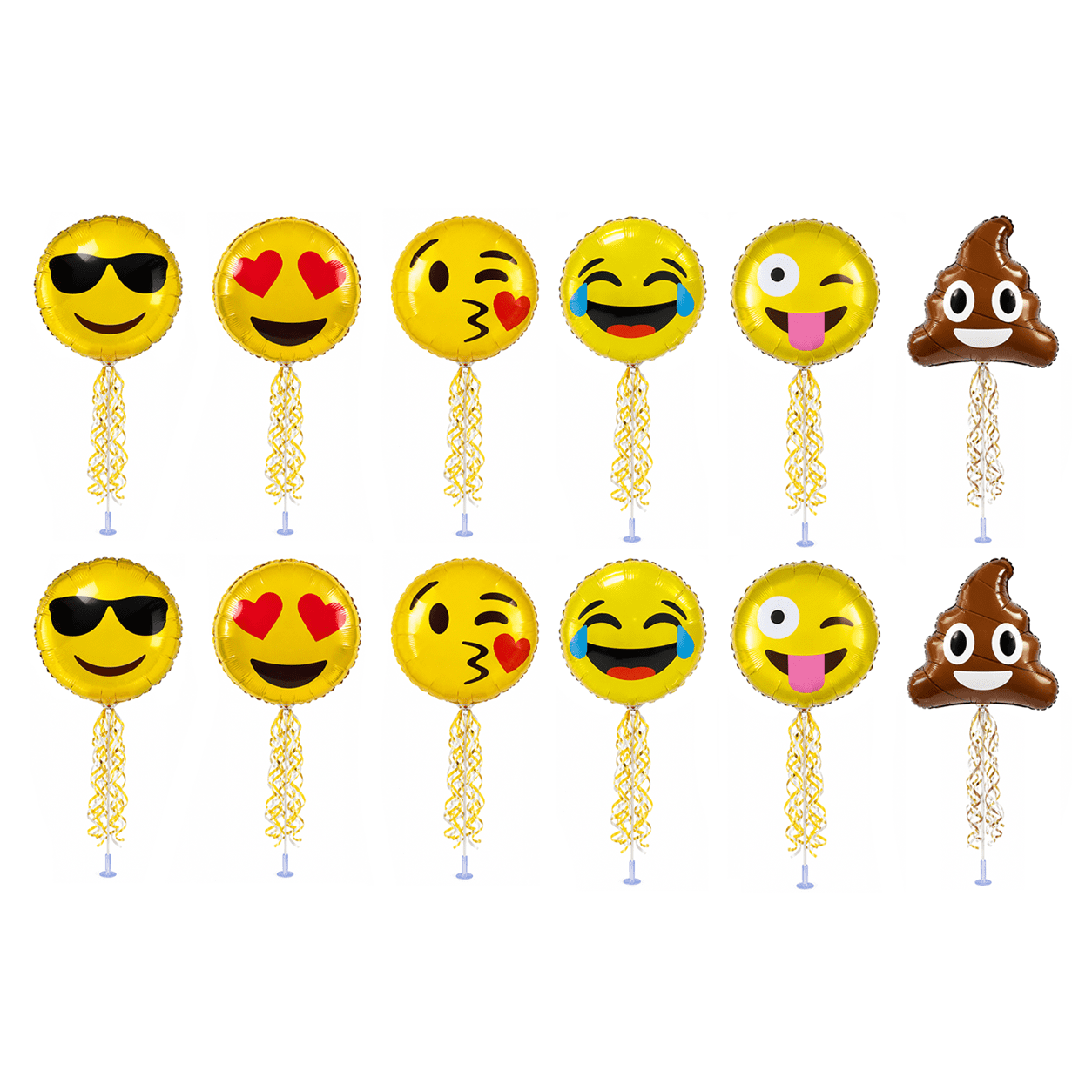 PMU 12 Pcs Assorted Smiley Face Balloon 9 Inch Pre-Inflated with Stick ...
