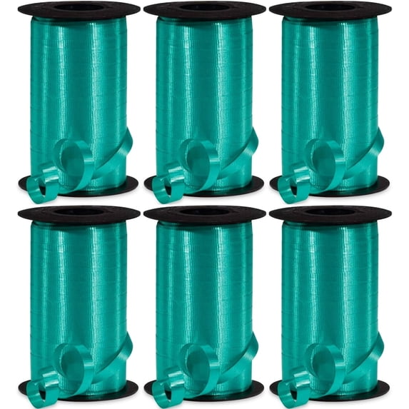 PMU 1500 Yards x 3/8in Sea Green Curling Ribbon String for Gift Wrapping Ribbon Balloon String Birthday Celebration Party Presents Decor, Festival Art Craft Accessories (6-250 Yd x 3/8in Rolls)