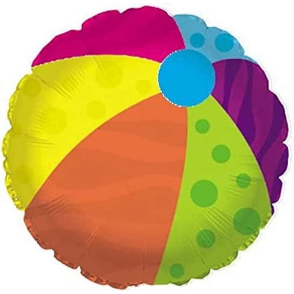 PMU 18-Inch Beach Ball Foil Balloon – Beach Ball Party Decoration, Mylar Balloon for Sports-Themed Birthdays, Team Events & Party Supplies