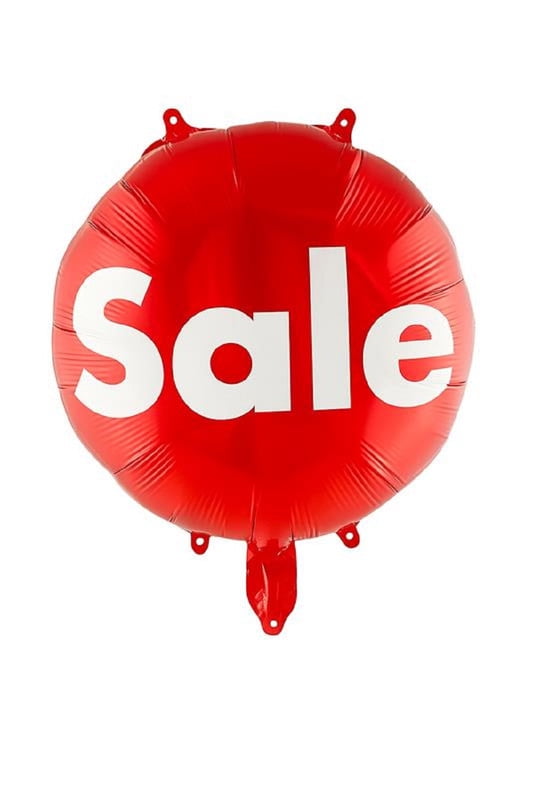 PMU 18 Inch Red with White "Sale" Printed Mylar Foil Balloons Pkg/25