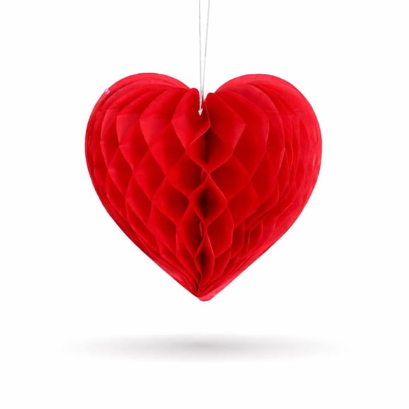 PMU 1pc 30cm Red Heart-Shaped Honeycomb Ball Pendant Valentine’s Day Hanging Decorations and Party Accessories