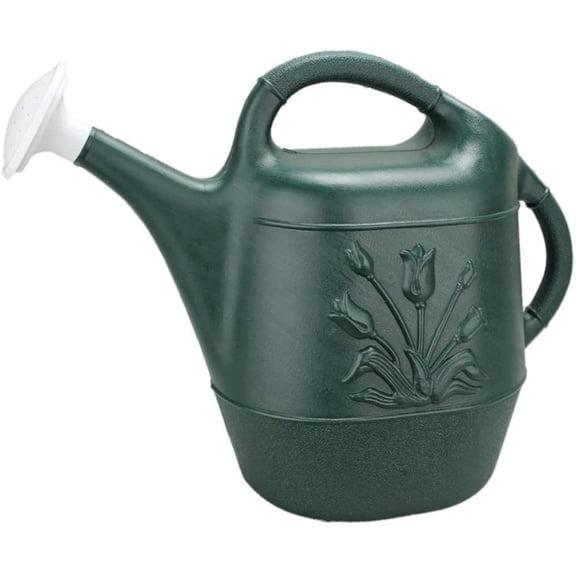 PMU 2 Gallon Watering Can - Garden Watering Can for Indoor & Outdoor Plants - Plastic Water Can with Detachable Sprinkler Head - Large Water Pot, Made in USA - Hunter Green Pkg/1