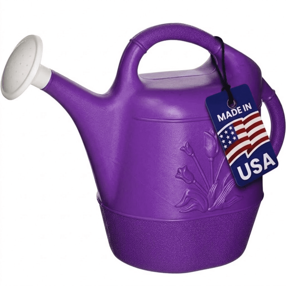 PMU 2 Gallon Watering Can - Garden Watering Can for Indoor & Outdoor Plants - Plastic Water Can with Detachable Sprinkler Head - Large Water Pot, Made in USA - Purple Pkg/1