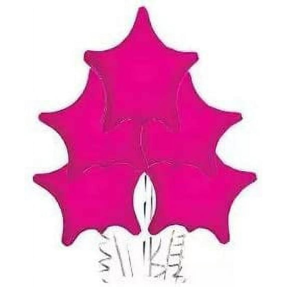 PMU 22 Inch Star Mylar Balloon Hot Pink Pkg/5