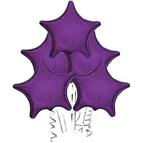PMU 22 Inch Star Mylar Balloon Met Grape Pkg/5
