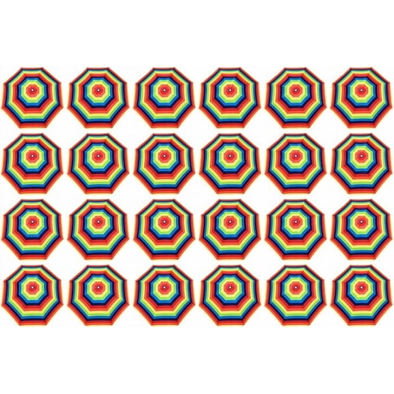 PMU 24Pcs 6ft Multi Striped Beach Umbrella – Orange - Yellow - Lime Umbrella Design, 72in Open, 160G Polyester, Large Outdoor Patio Pool Parasol Umbrella for Garden, Deck, Backyard & Pool