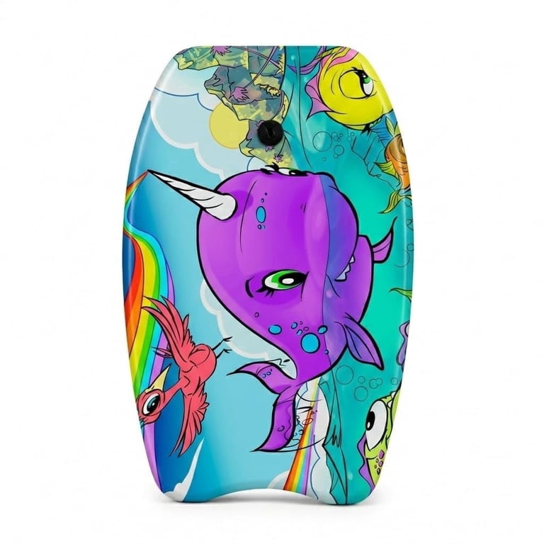 PMU 26in Purple Whale Printed Bodyboard with Wrist Leash for Beach