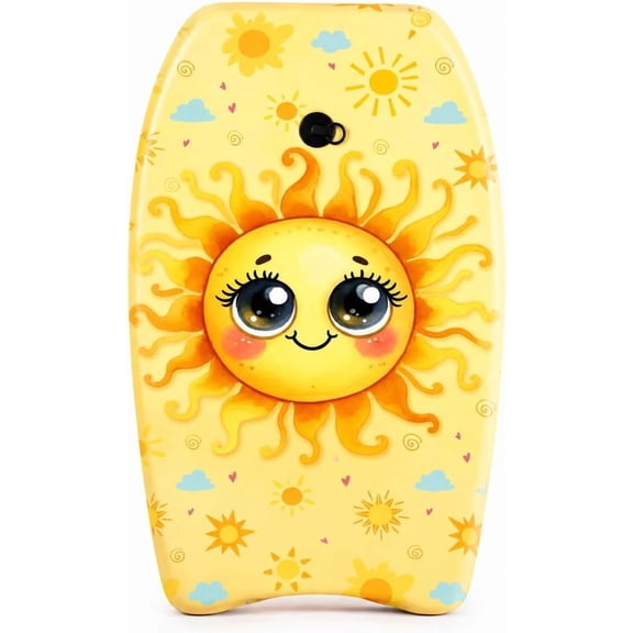PMU 26 Inch Hedgehog Printed Bodyboard - Lightweight Wrist Leash Slick Bottom Boogie Board for Beach, Sea & Pool - Surfing Board, Teens & Adults Wave Conditions Pkg/1