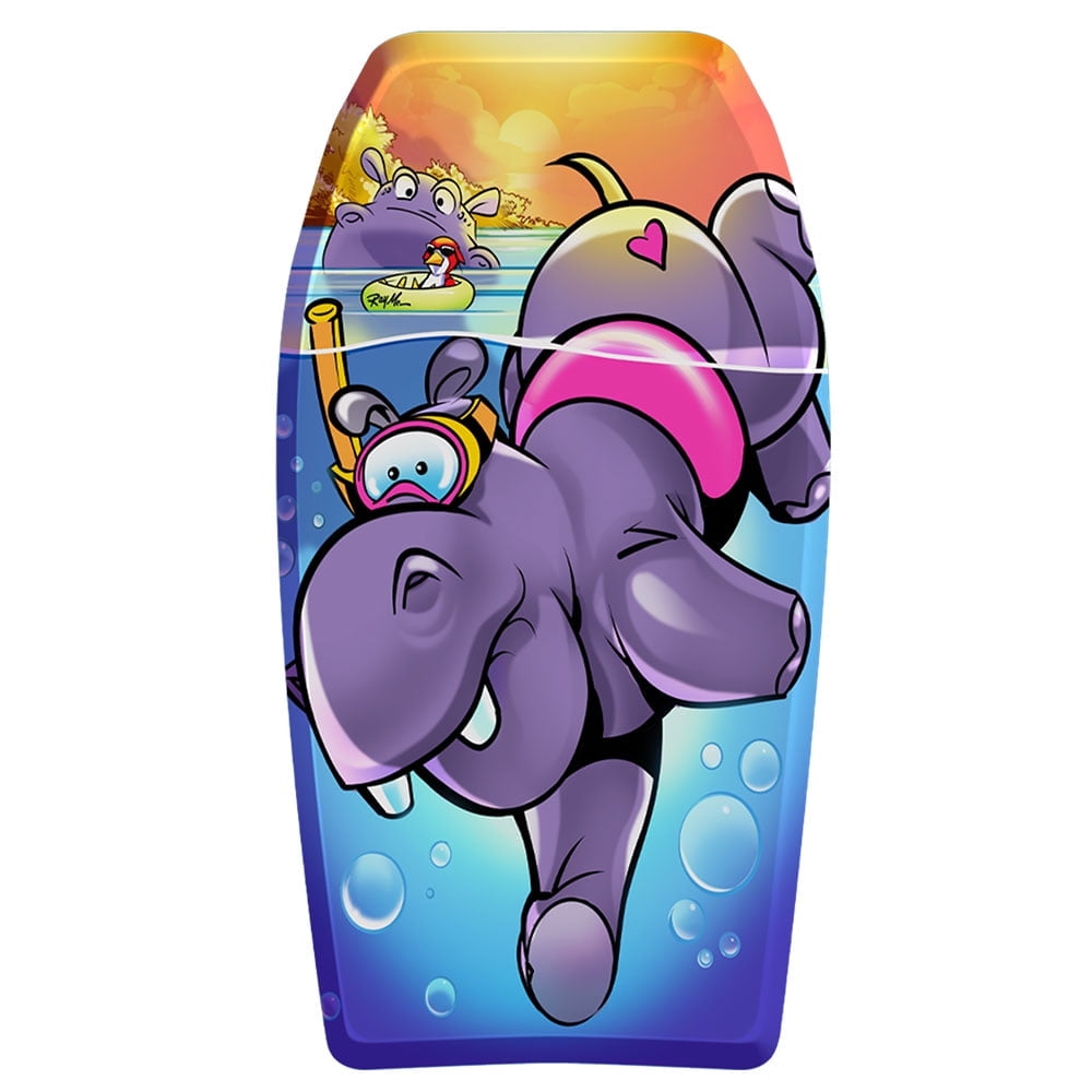 PMU 26 Inch Hippo Printed Bodyboard - Lightweight Wrist Leash Slick Bottom Boogie Board for Beach, Sea & Pool - Surfing Board for Kids, Teens & Adults PMU 26 Inch Hippo Printed Bodyboard - Lightweight Wrist Leash Slick Bottom Boogie Board for Beach, Sea & Pool - Surfing Board for Kids, Teens & Adults