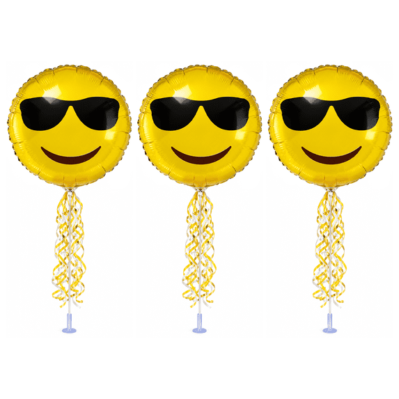 PMU 3 Pcs Emoji Too Cool Sunglasses Smiley Face Balloon 9 Inch Pre ...