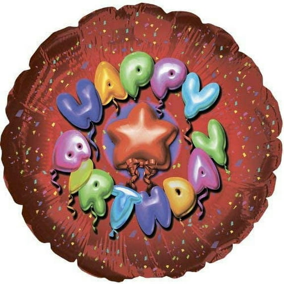 PMU 31 Inch Happy Birthday Mylar Foil Balloon Red Pkg/5