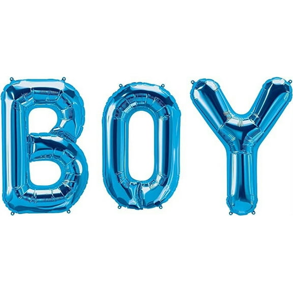 PMU 34-Inch "BOY" Phrase Letters Mylar Balloons, Blue (3/Pkg) Pkg/1