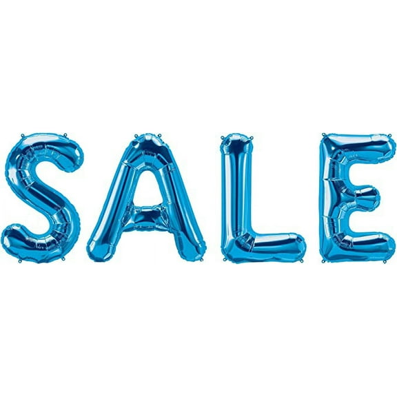 PMU 34-Inch "SALE" Phrase Letters Mylar Balloons, Blue (4/Pkg) Pkg/1