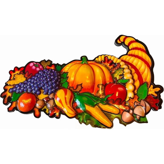 PMU 3D Injection Molded Plastic Holiday Thanksgiving Cornucopia Horn of Plenty 1978 Fruit Food New Old Stock Vintage Pkg/1