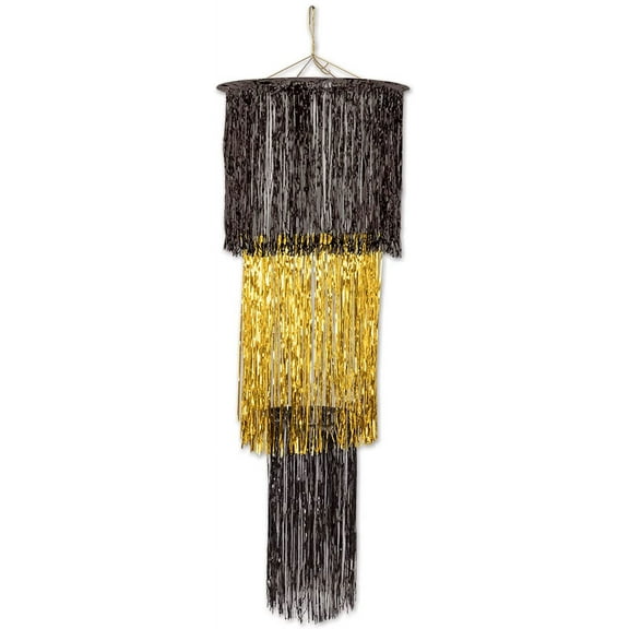 PMU 4ft 3-Tier Shimmering Chandelier Black and Gold Pkg/1