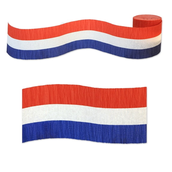 PMU 4th of July Decorations, Patriotic Crepe Streamer, 4th of July Crepe Paper Streamer Roll for Independence Day Party Decorations, Birthday Streamers, Red White Blue Party Decoration (1/Pkg) Pkg/1