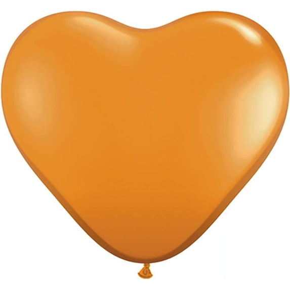 PMU 6 Inch Heart Shape Qualatex Mandarin Orange Latex (25/Pkg) Pkg/1