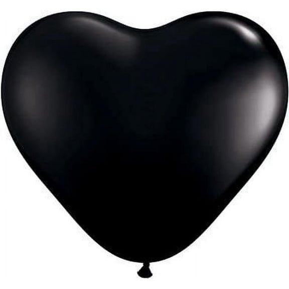 PMU 6 Inch Heart Shape Qualatex Onyx Black Latex (100/Pkg) Pkg/1