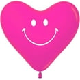 thumbnail image 1 of PMU 6 Inch Heart Shape QualatexWild Berry Smile Face White Latex (100/Pkg) Pkg/1, 1 of 1
