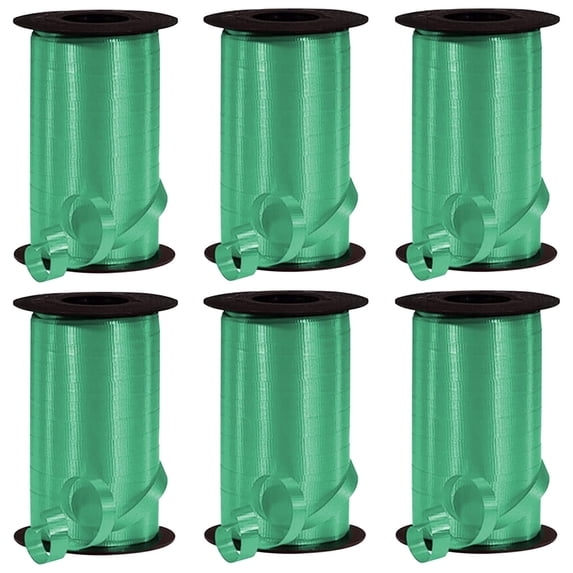 PMU 1500 Yards x 3/8in Emerald Green Crimped Curling Ribbon String for Gift Wrapping Ribbon Balloon String Birthday Celebration Party Presents Decor, Festival Art Craft Accessories (6-250 Yard Rolls)