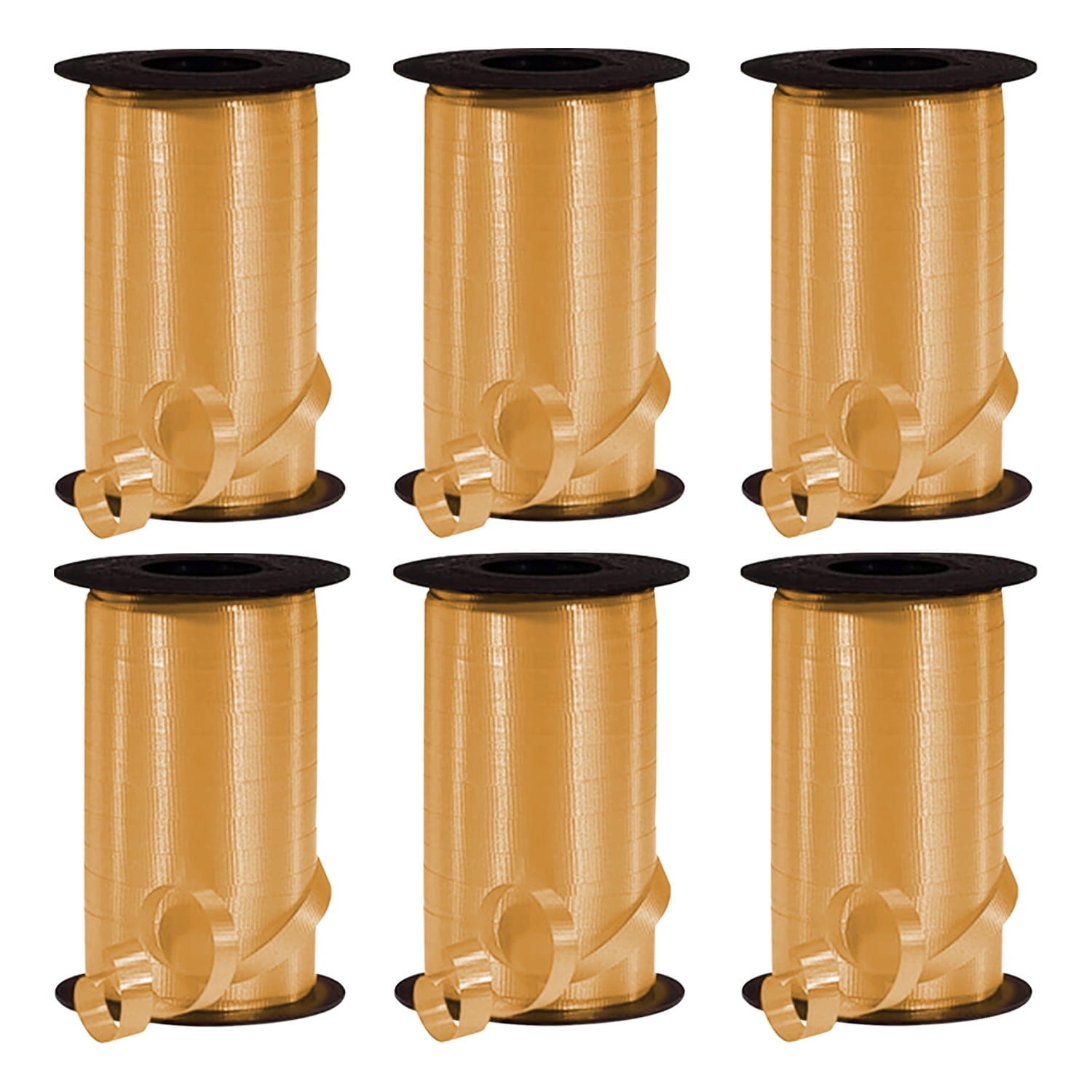 PMU 1500 Yards x 3/8in Gold Crimped Curling Ribbon String for Gift Wrapping Ribbon Balloon String Birthday Celebration Party Presents Decor, Festival Art Craft Accessories (6-250 Yard Rolls)