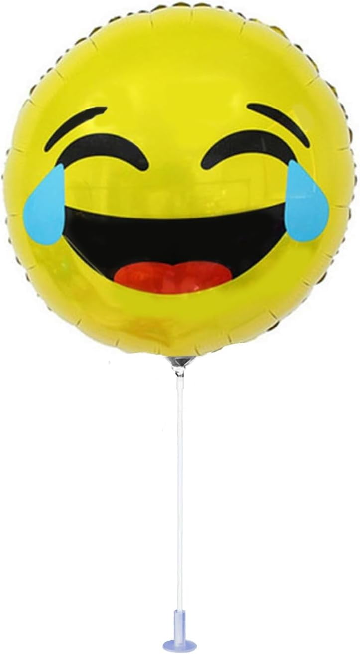 PMU 6 Pcs Emoji LOL Smiley Face Balloon 9 Inch Pre-Inflated with Stick ...