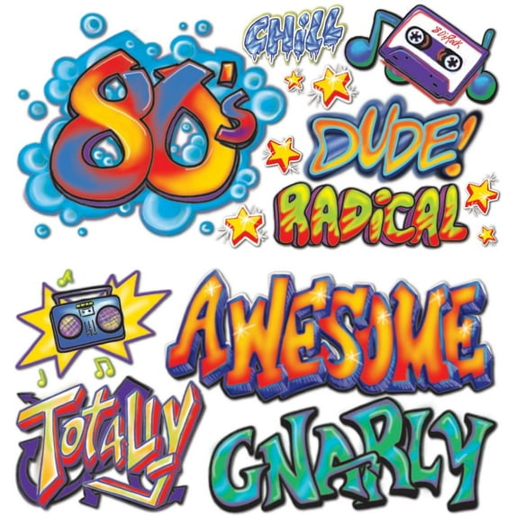 PMU 80's Graffiti Props 3in - 3ft -7in (15/pkg) Pkg/1