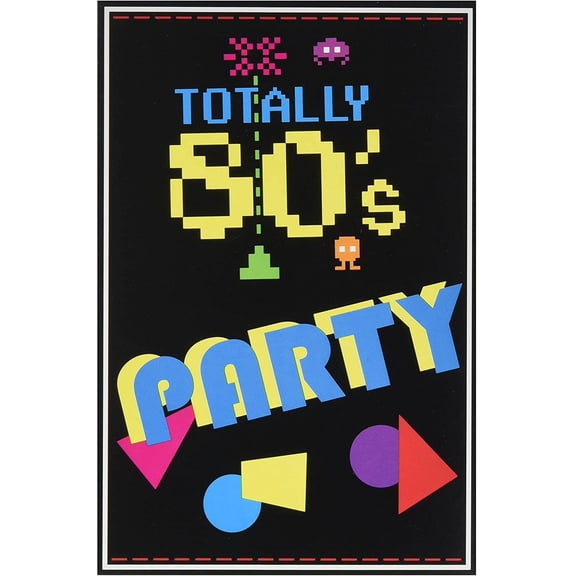 PMU 80's Invitations Multicolored 4 Inches x 5½ Inches (8/Pkg) Pkg/1