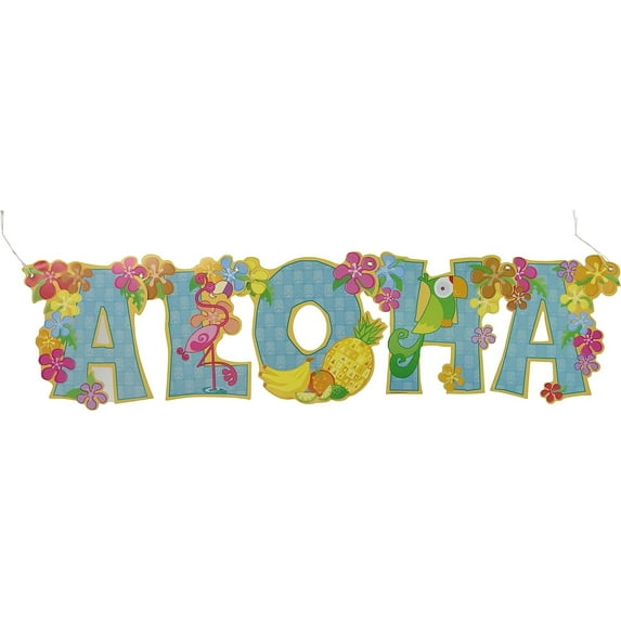 PMU Luau Aloha Streamer 33in x 8in Decoration and Party Accessory (1/pkg)Pkg/1