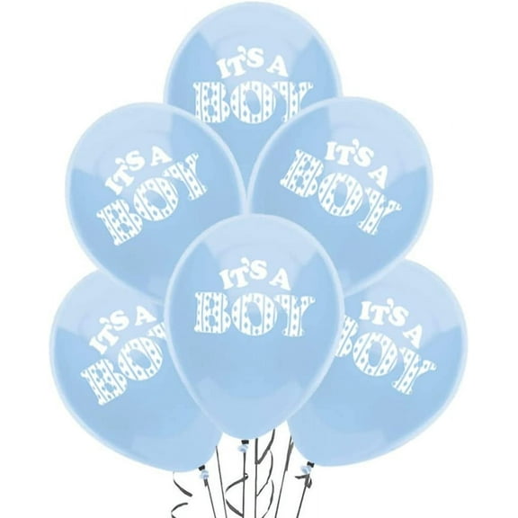PMU Baby Shower Balloons 11 Inch It's a Boy Sky Blue Latex Pkg/12