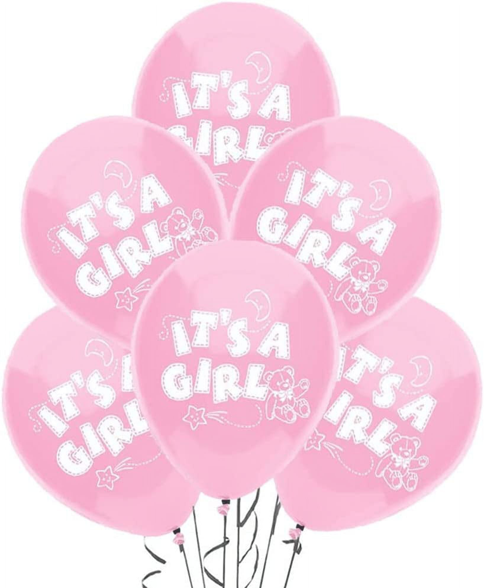 PMU Baby Shower Balloons 11 Inch It's a Girl Baby Pink Latex Pkg/12 ...