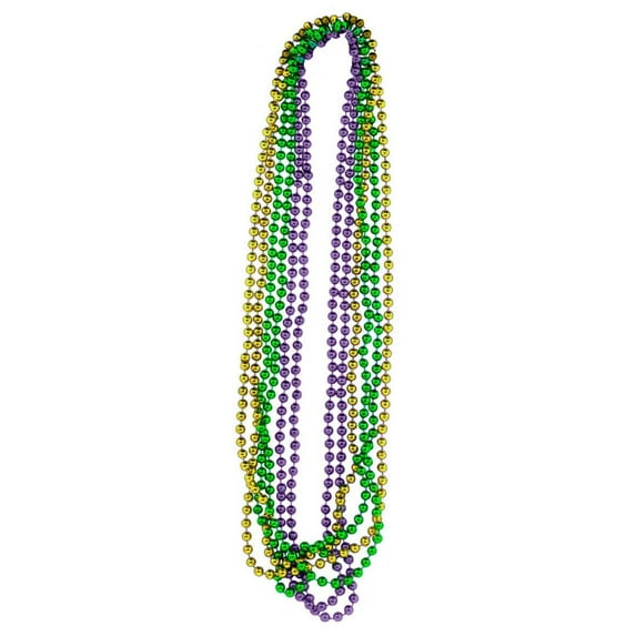 PMU Bachelorette Beads 33 Inch Gold, Green and Purple Metallic 12pcs
