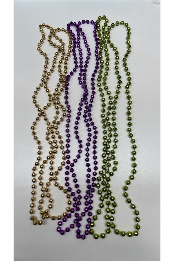 Bachelorette Beads 33 Inch Gold, Lime Green and Purple Metallic 6pc