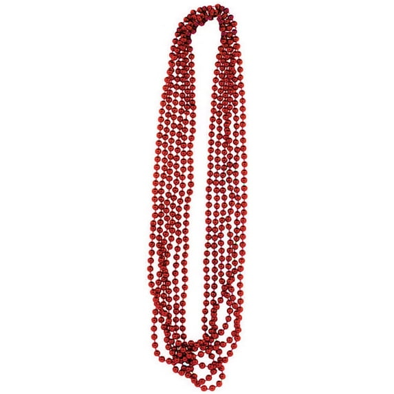 PMU Bachelorette - Mardi Gras Beads 7mm 33in. Metallic Red (1x6) 6pc