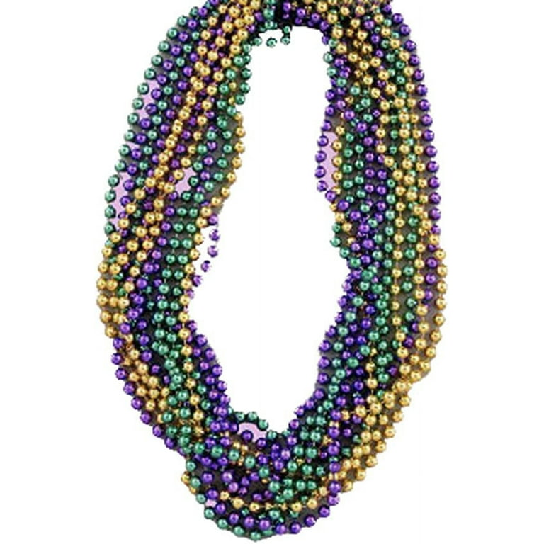 PMU Bachelorette Mardi Gras Round Beads Bulk-(Gold, Purple, Green