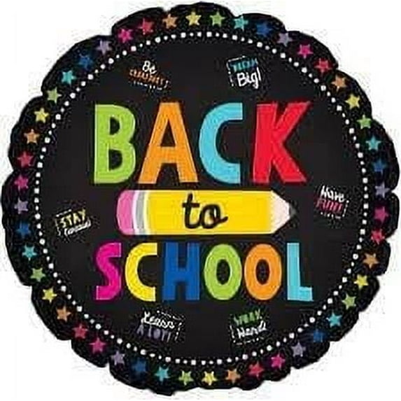 PMU Back to School Pencil 18 Inch Black Mylar-Foil Balloon Pkg/5