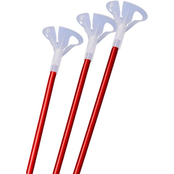 PMU Balloon Sticks 16 Inch Red with Clear Cups Premium Latex/Mylar Balloon Holder for Air-Filled Balloons 500/500, Pkg/500 – Sets