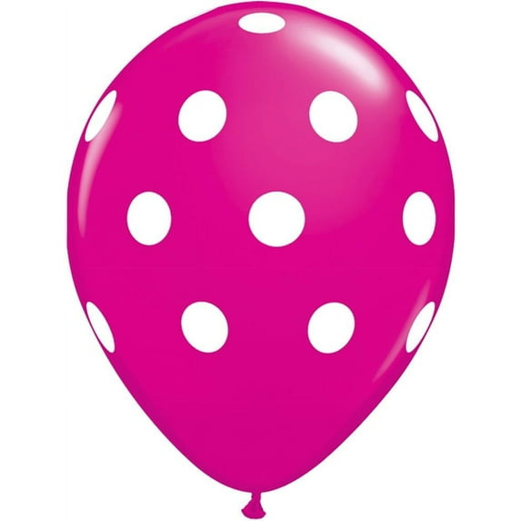 PMU Balloons 11 Inch Party Polka Dots Wild Berry Latex Balloons (12/Pkg) Pkg/1