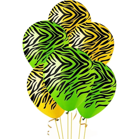 PMU Balloons 11 Inch Premium Latex Zebra Stripe Assorted Yellow & Lime Green with Black Pkg/12
