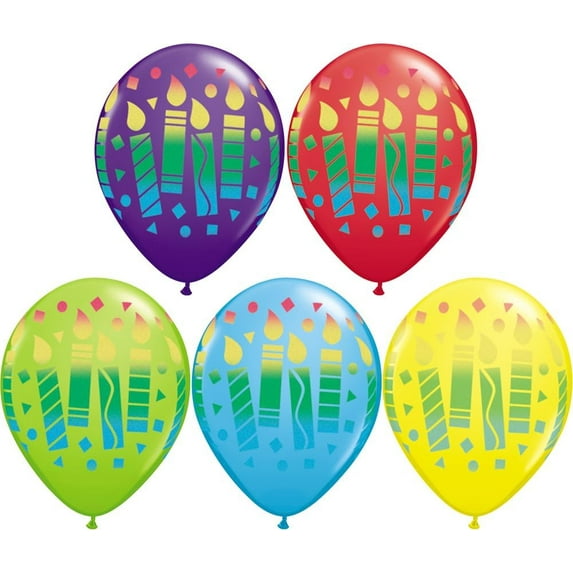 PMU Balloons 11 Inch Qualatex Birthday Sprays Print in Assorted Colors Latex Balloons For All Occasions (25/Pkg) Pkg/1