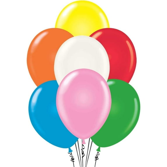 PMU Balloons 17 Inch PartyTex Assorted w/ White Premium Helium Quality Latex Balloons for Photo Shoot, Wedding, Baby Shower, Birthday Party and Event Decoration Pkg/12
