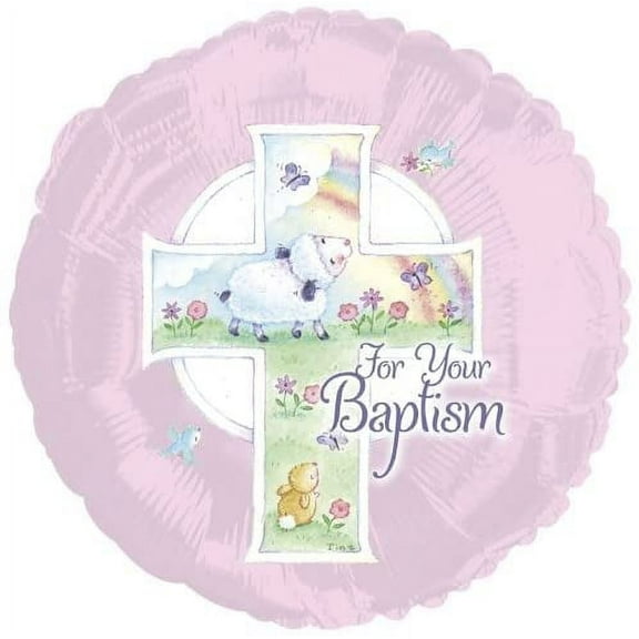 PMU Baptism Pink Balloon (18 Inch Mylar) Pkg/5