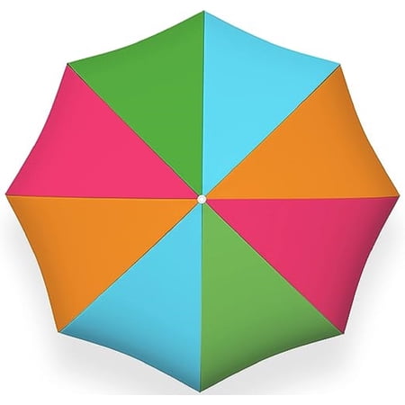 PMU Beach Umbrella 6 feet Opens to 72 inches Multicolor Beach Parasol with Carrying Sleeve for Beach, Patio and Outdoor Sun Protection Polyester Orange, Lime Green, Hot Pink & Light Blue Pkg/1