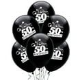 thumbnail image 1 of PMU Birthday Balloons 12 Inch Happy 50th Birthday Shooting Stars Crystal Pitch Black Latex Pkg/50, 1 of 1
